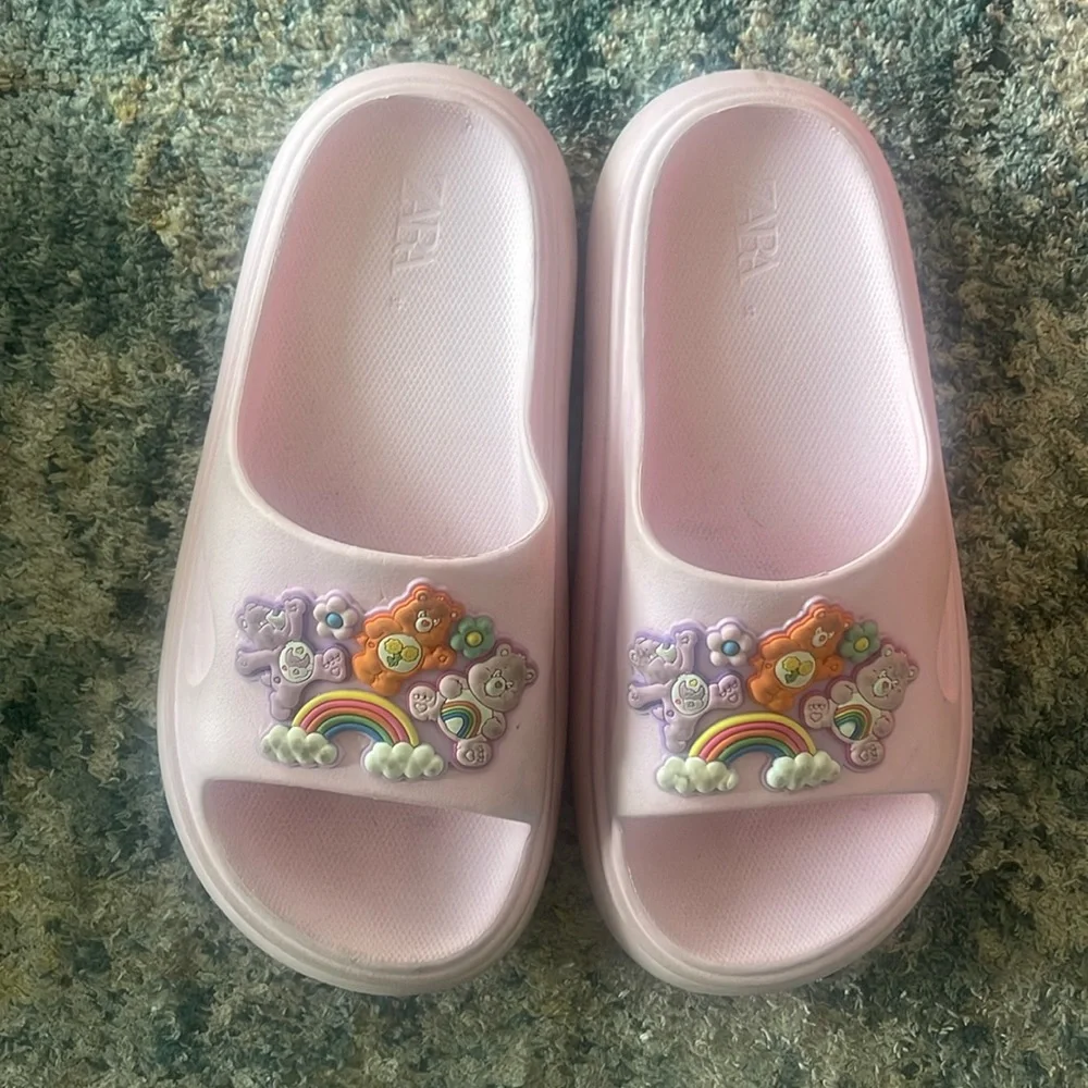 Zara Kids Pink Care Bear Pool Slides -‎ Size EU 32 / US 1